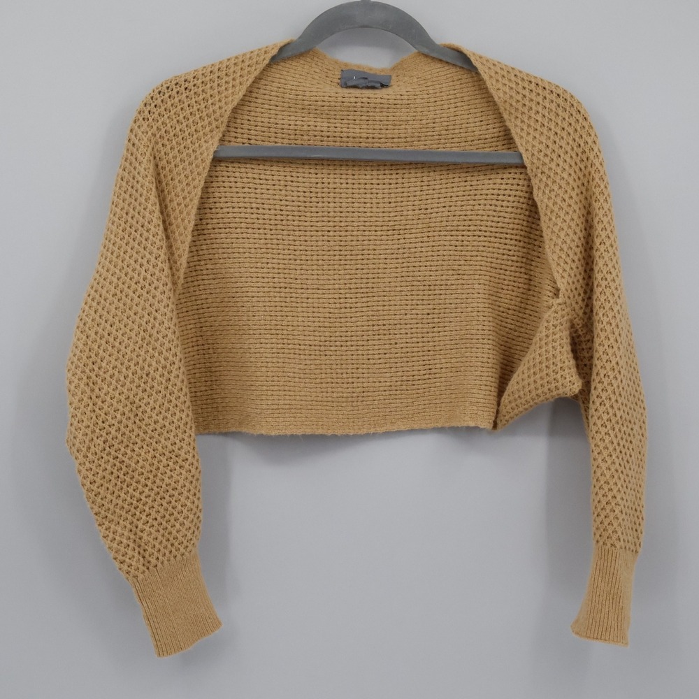 Anthropologie Cropped Shrug Sweater Womens O/S Beige Layering Boho Bohemian Twee